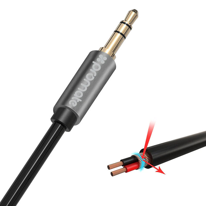 Promate AUXKIT.BLACK 3‐in‐1 Auxiliary cable kit with 3.5mm Audio Cable, Audio Cable Splitter and Audio Cable Extender PRO-CABLE-AUXKIT.BLACK