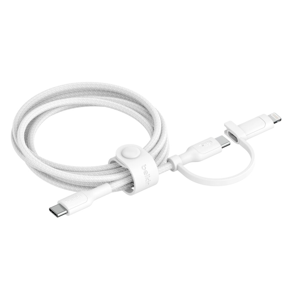 Belkin Booscharge 2in1 USB-C to USB-C Braided Cable with Lighting Adapter, 1.5M CAC003HQ1.5MWH