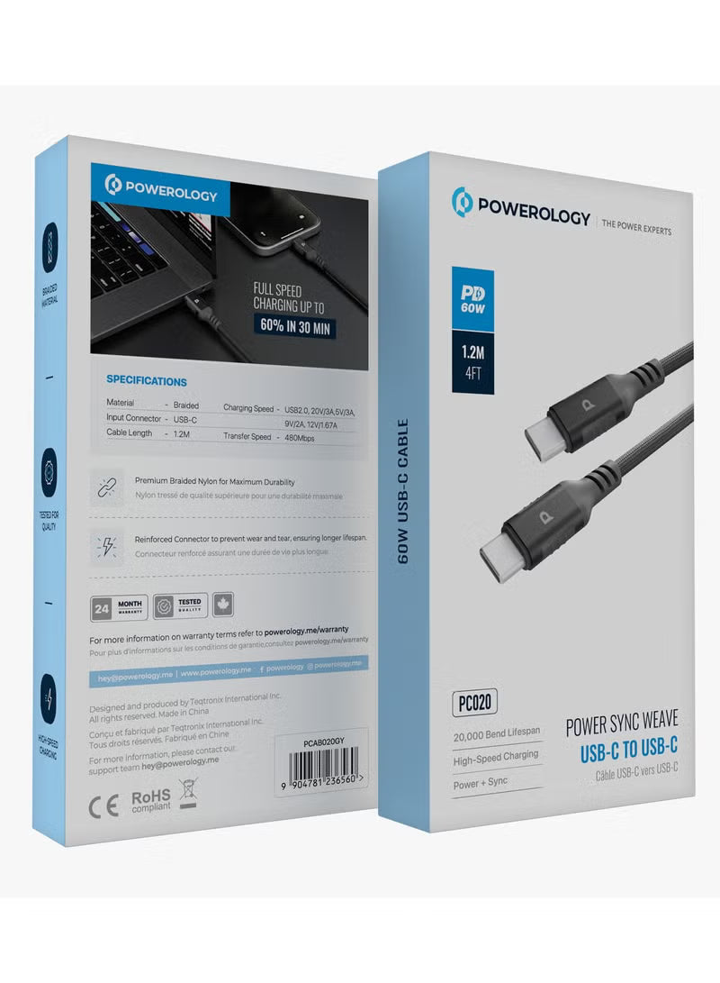 Powerology Sync Flex USB-C to USB-C PCAB014BK