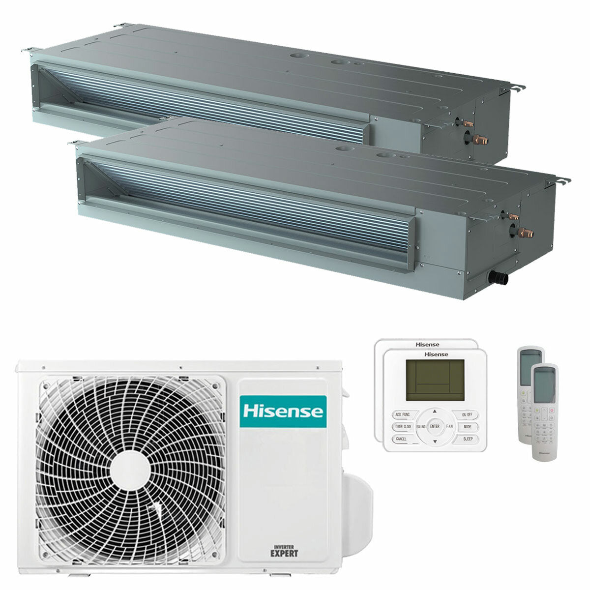 HISENSE LIGHT COMMERCIAL AC MULTI SPLIT CASSETTE INDOOR INVERTER TYPE 12000 BTU (OUTDOOR UNIT: AMW + PANEL: PE-QEA/LD ) ACT-12UR4RCC8