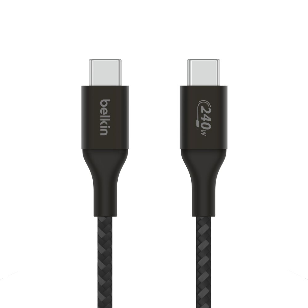 BELKIN BOOSTCHARGE USB-C TO USB-C BRAIDED CABLE 240W PD, 48V/5A, 2M, BLACK CAB015BT2MBK