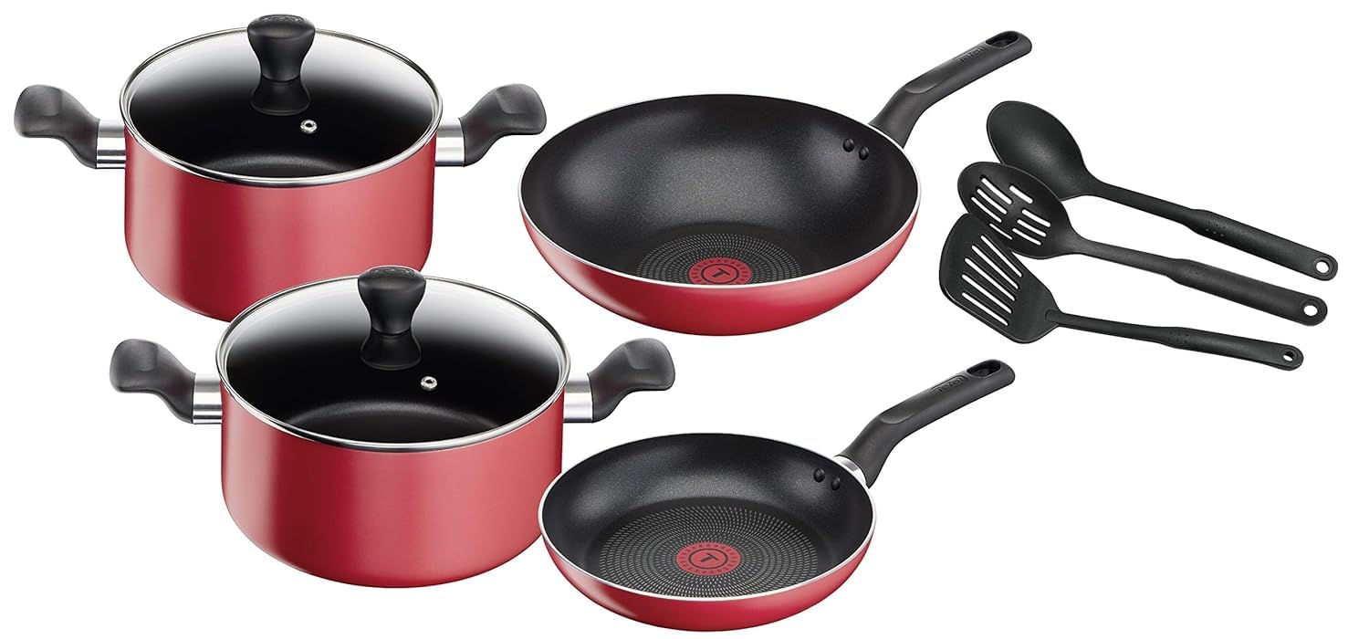 TEFAL SUPER COOK 9 PC SET RED (B460S984) SET9PCSRED