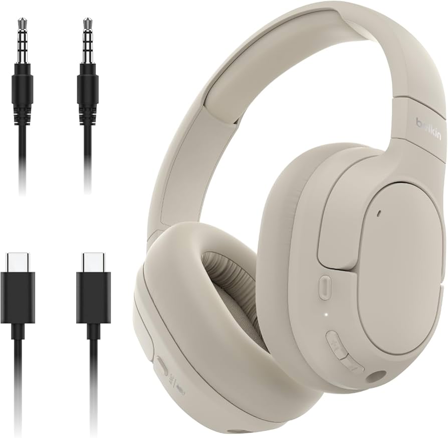 BELKIN SOUNDFORM ISOLATE NOUSE CANCELLING HEADPHONES SAND AUD008HQSA