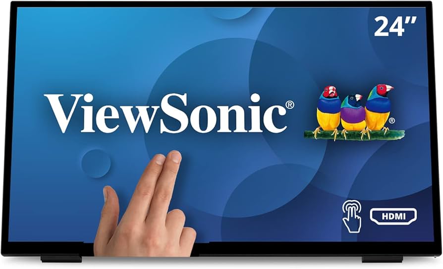 VIEWSONIC TD2465, 23.8” FHD FRAMELESS TOUCH MONITOR, VGA, HDMI, DISPLAY PORT, INTERNAL SPEAKERS TD2465