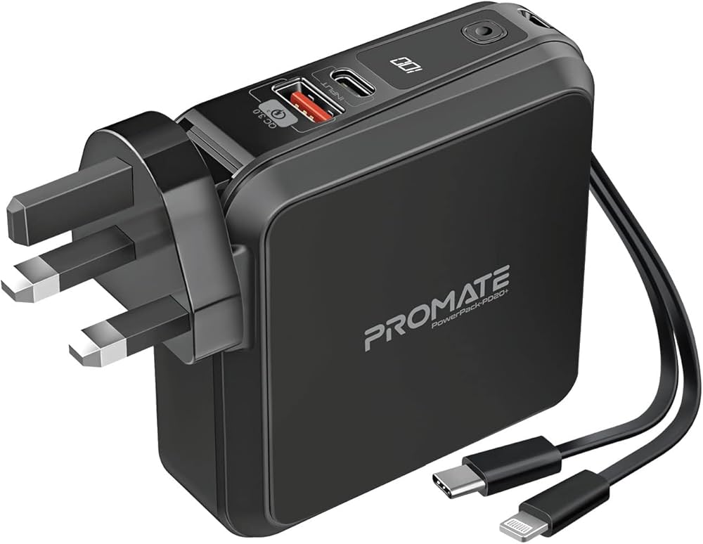 Promate Charger POWERPACK-PD20.BLACK (USB-C,USB-A,USB-C,Lightning) PRO-CC-POWERPACK-PD20.BLACK