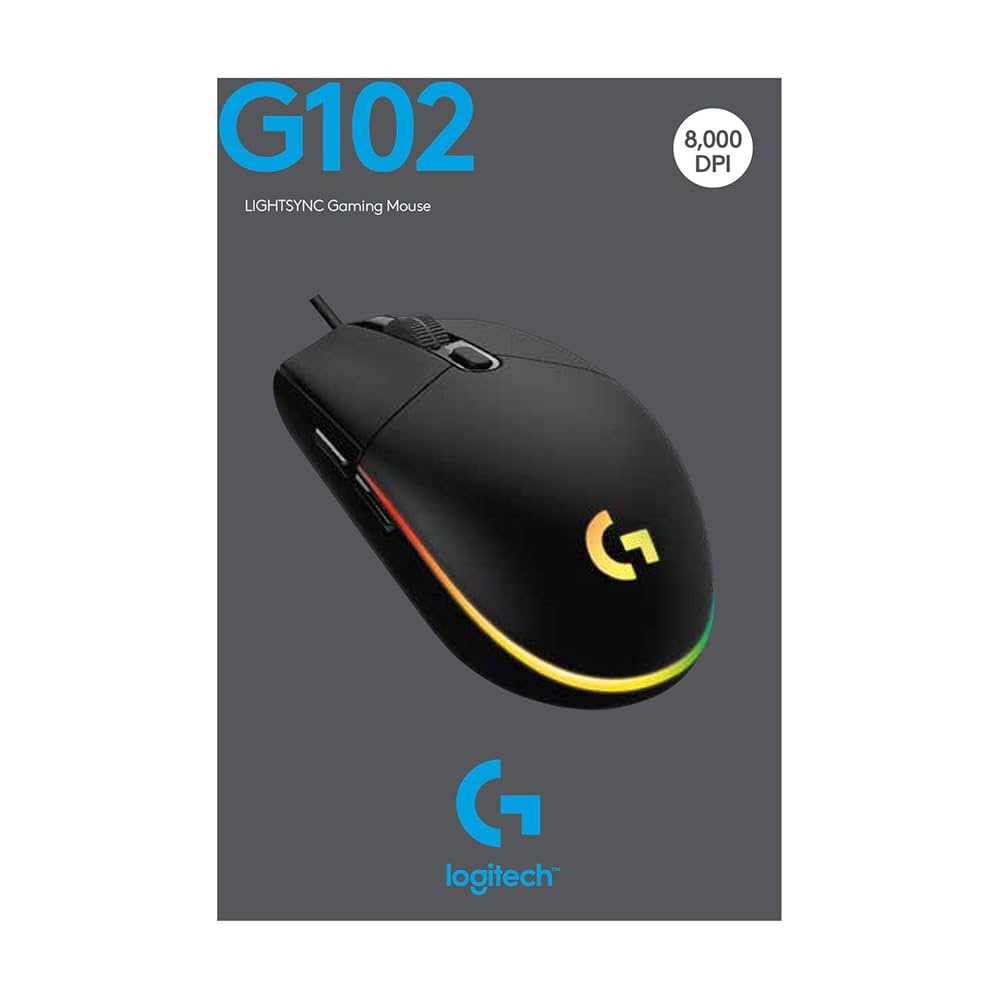 Logitech G102 LIGHTSYNC RGB 6 Button Gaming Mouse - Black