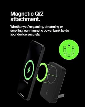 BELKIN BOOSTCHARGE QI2 MAGNETIC 15W WIRELESS POWER BANK 10K + STAND, FOR IPHONE 15/14/13/12 BPD008BTWH