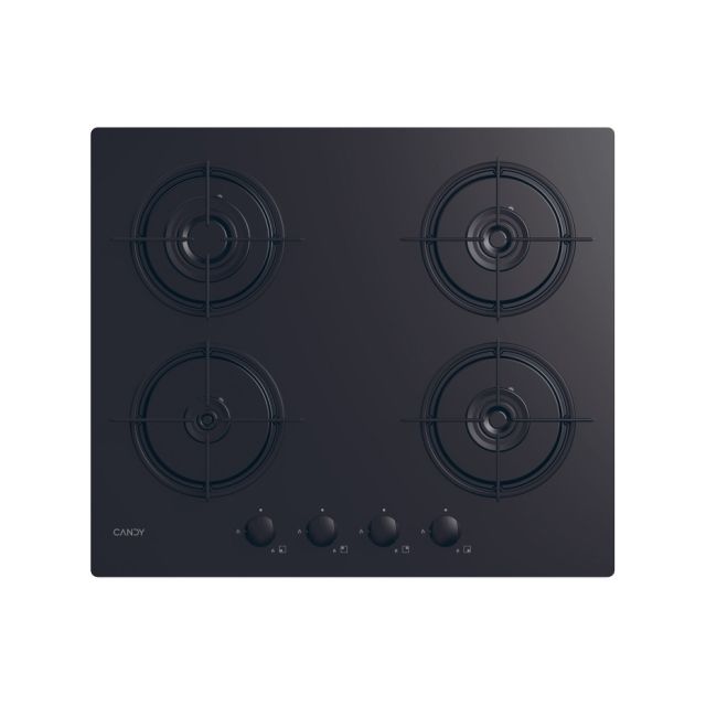 Candy 60cm 4 Burner Gas Hob on Black Glass CVW6BB-MAR