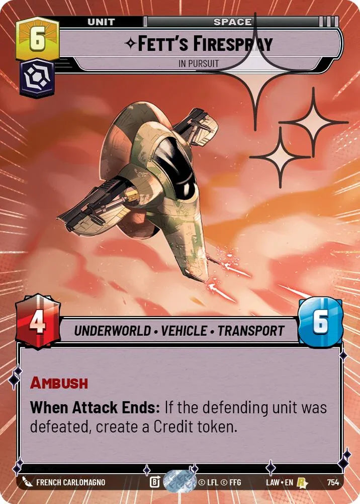 Fett's Firespray - In Pursuit (516) (Hyperspace Foil) (516) [A Lawless Time]