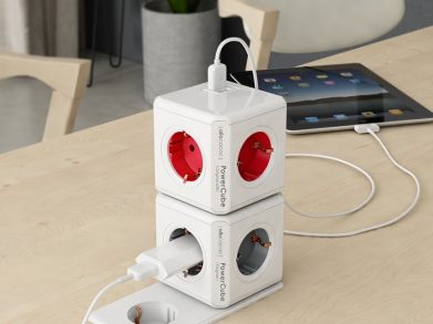 Allocacoc PowerCube Extended USB SURGE DE/FR Grey 1.5M (1422GY/DE) 1422GY/DE