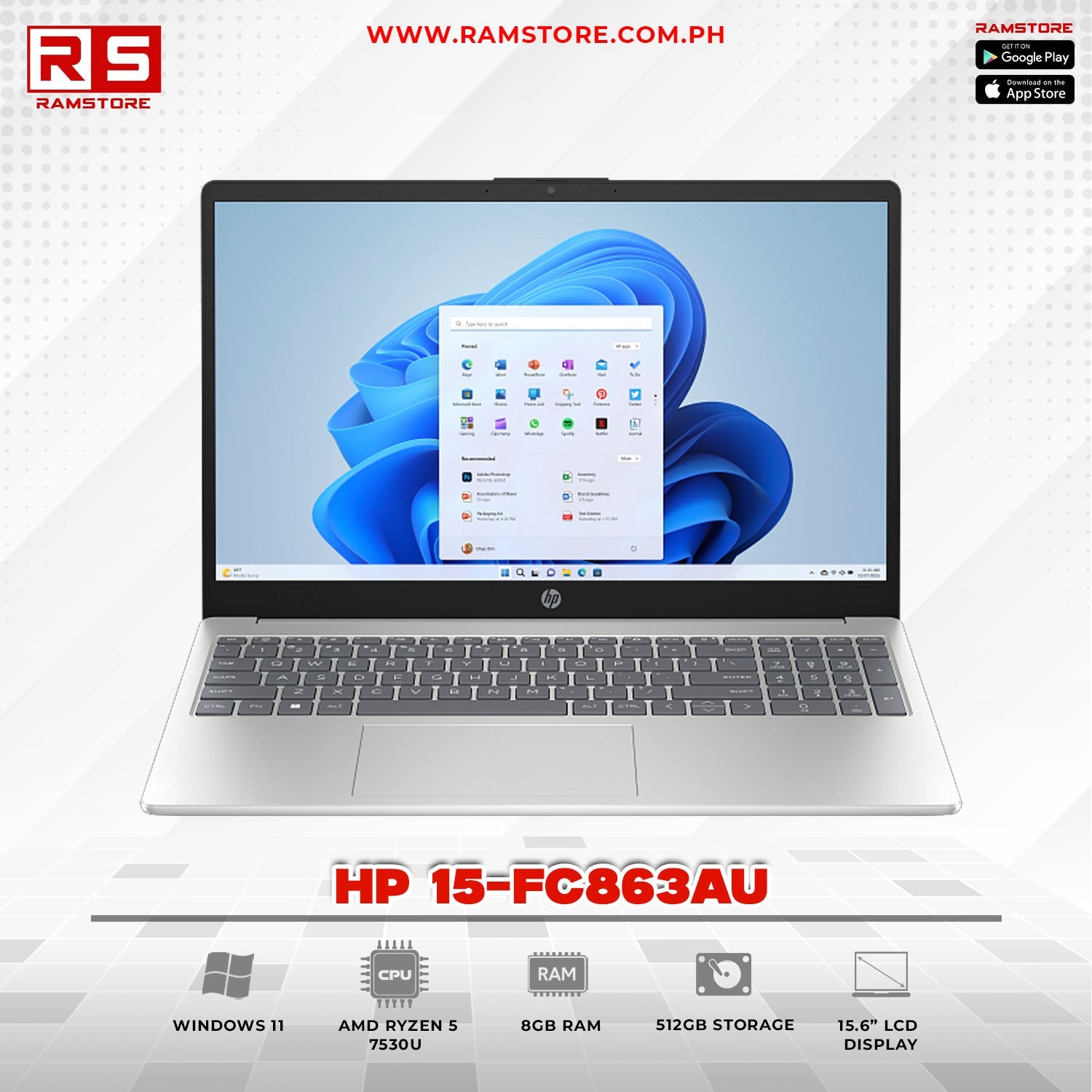 LPR Laptop HP 15-FC863AU Series - Ryzen 5 7530U 8GB 512GB SSD