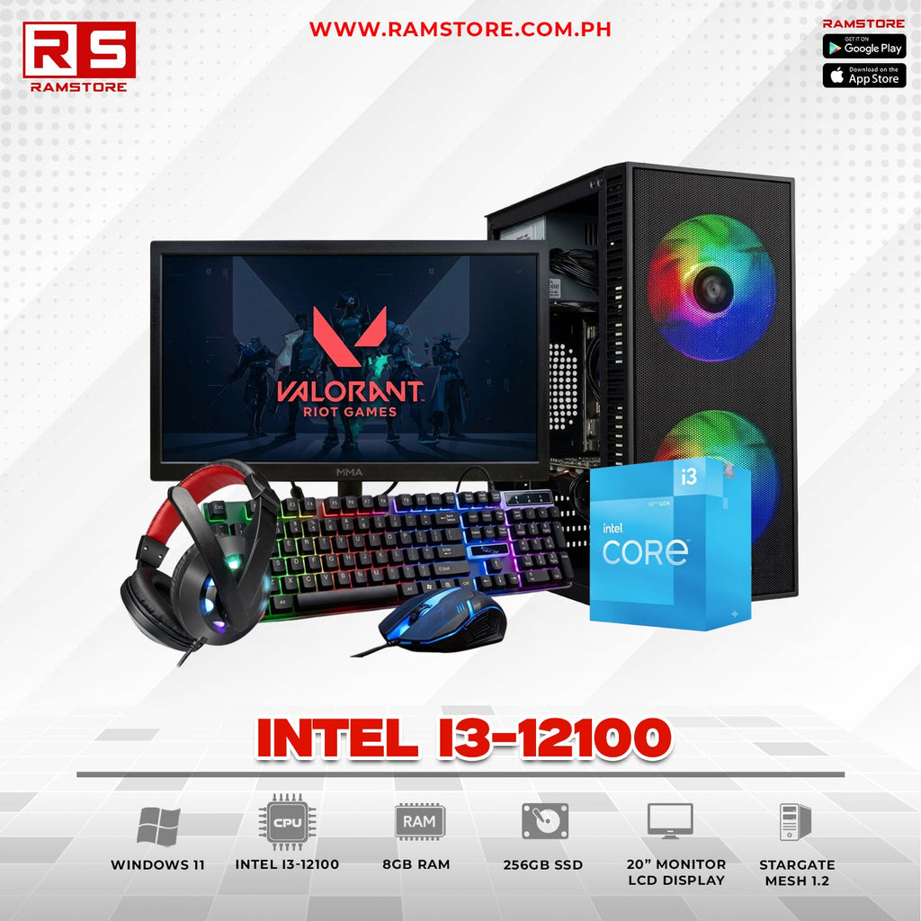 PCZ Desktop Computer Brandnew Intel I3-12100 & MATX Black