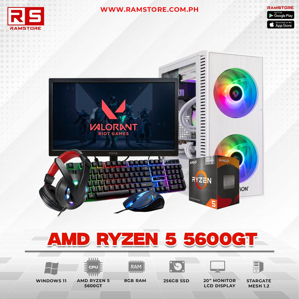 PCZ Desktop Computer Brandnew AMD Ryzen 5 5600GT & MATX White