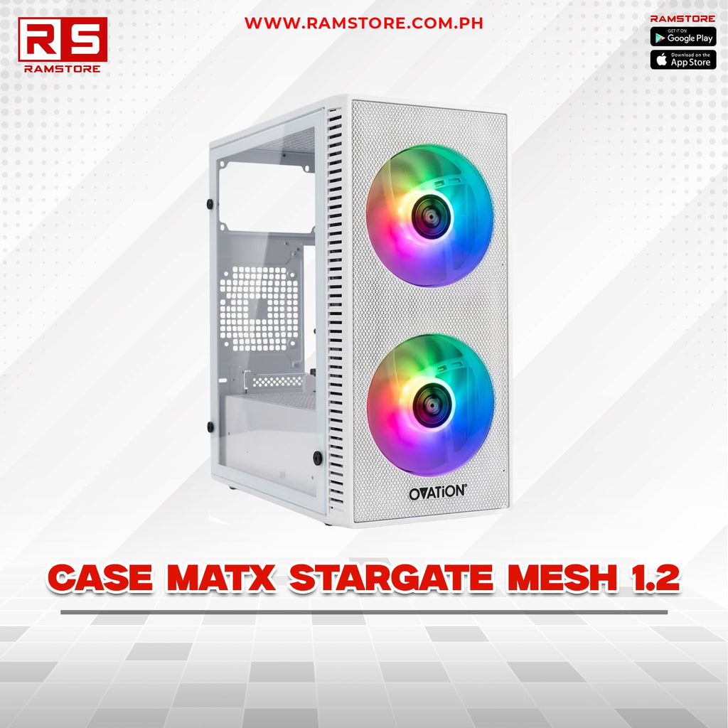 PCZ Case Matx Stargate Mesh 1.2 Psu + 2 Fan White