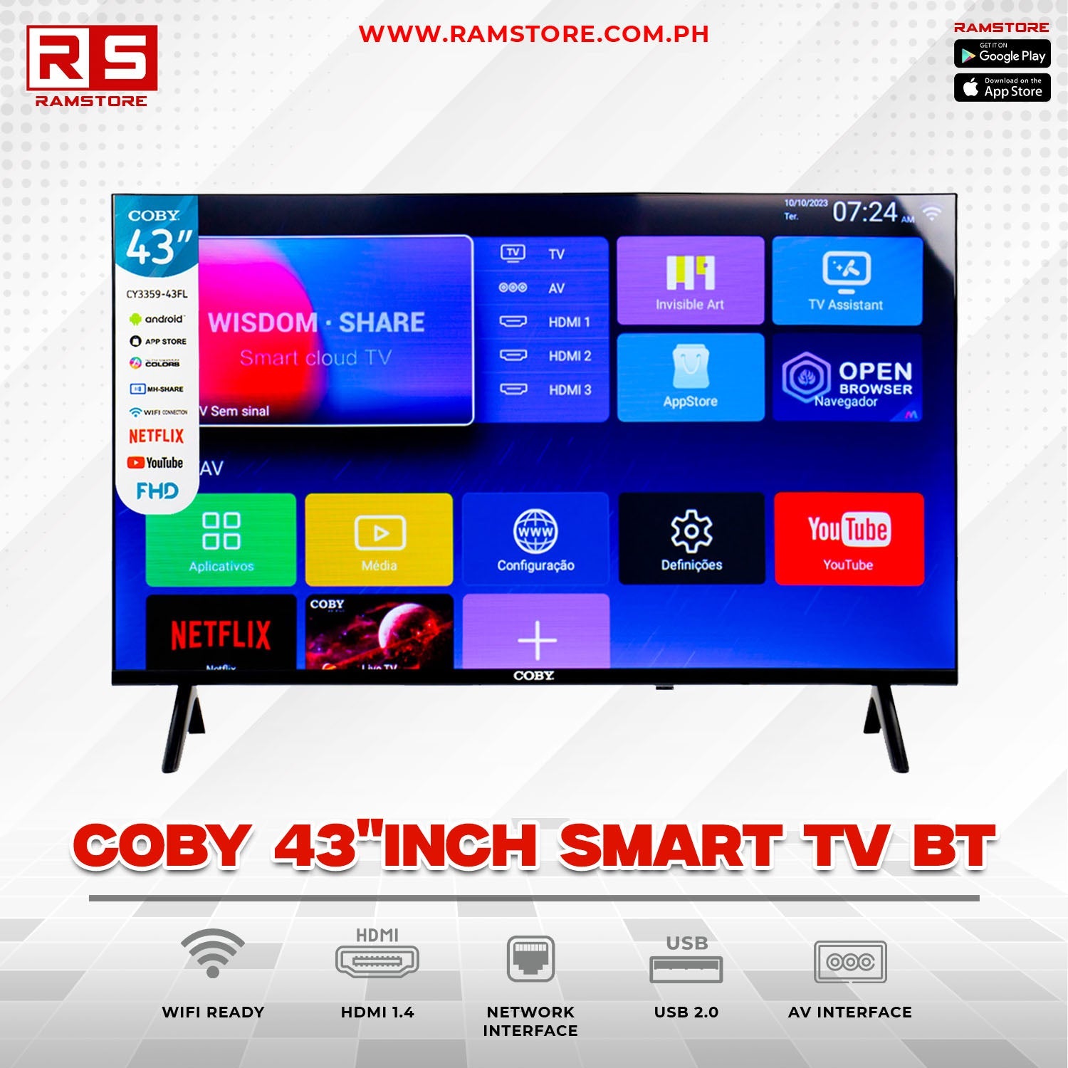 STA TV Coby 43"inch Smart TV BT