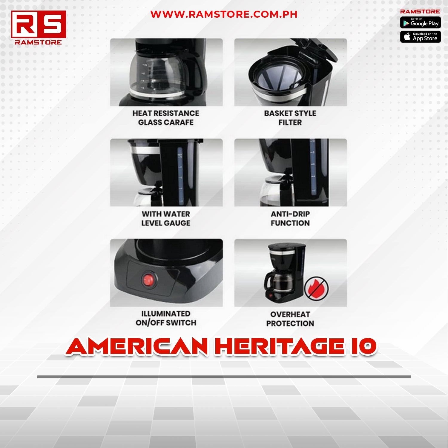 STA Coffee Maker American Heritage 10 Cups Anti-Drip
