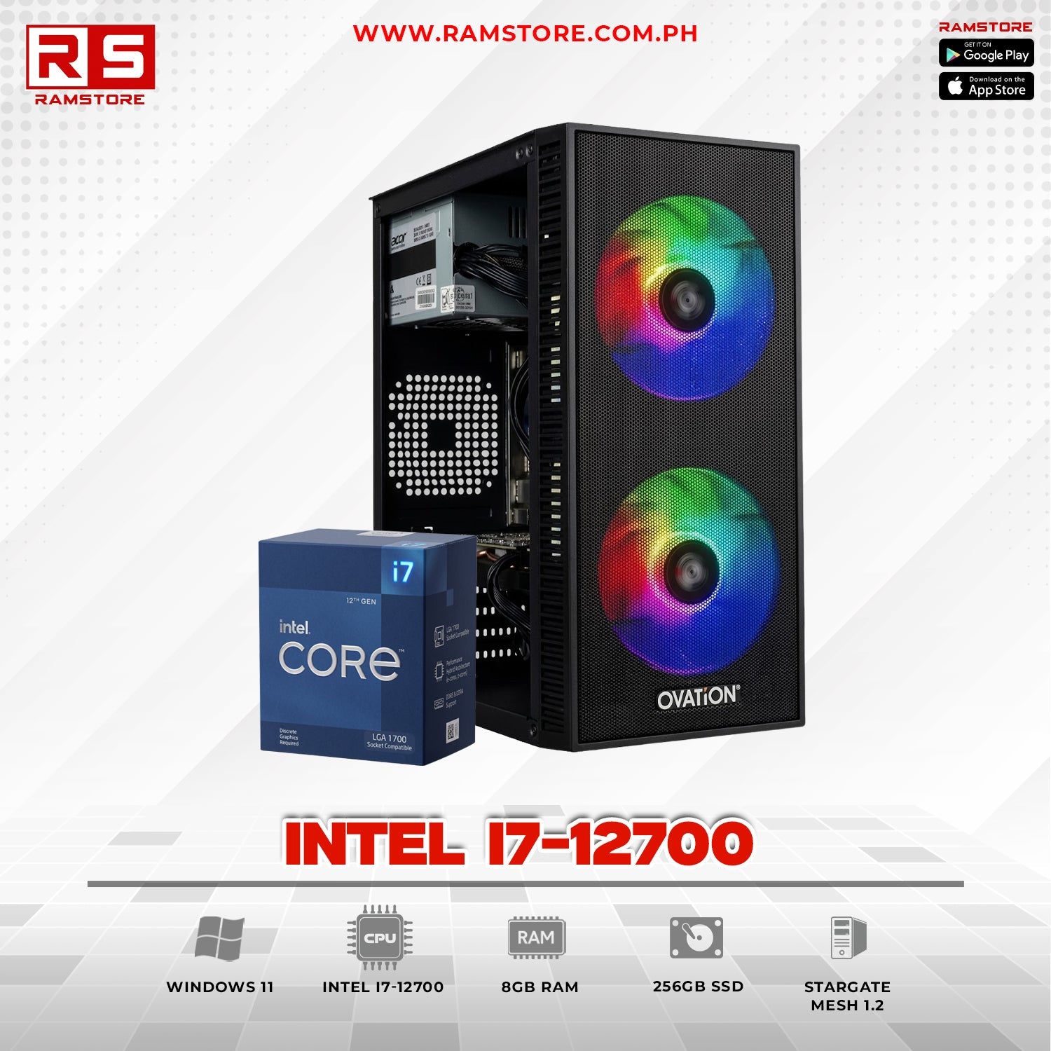 PCZ System Unit Intel I7-12700 & MATX Black