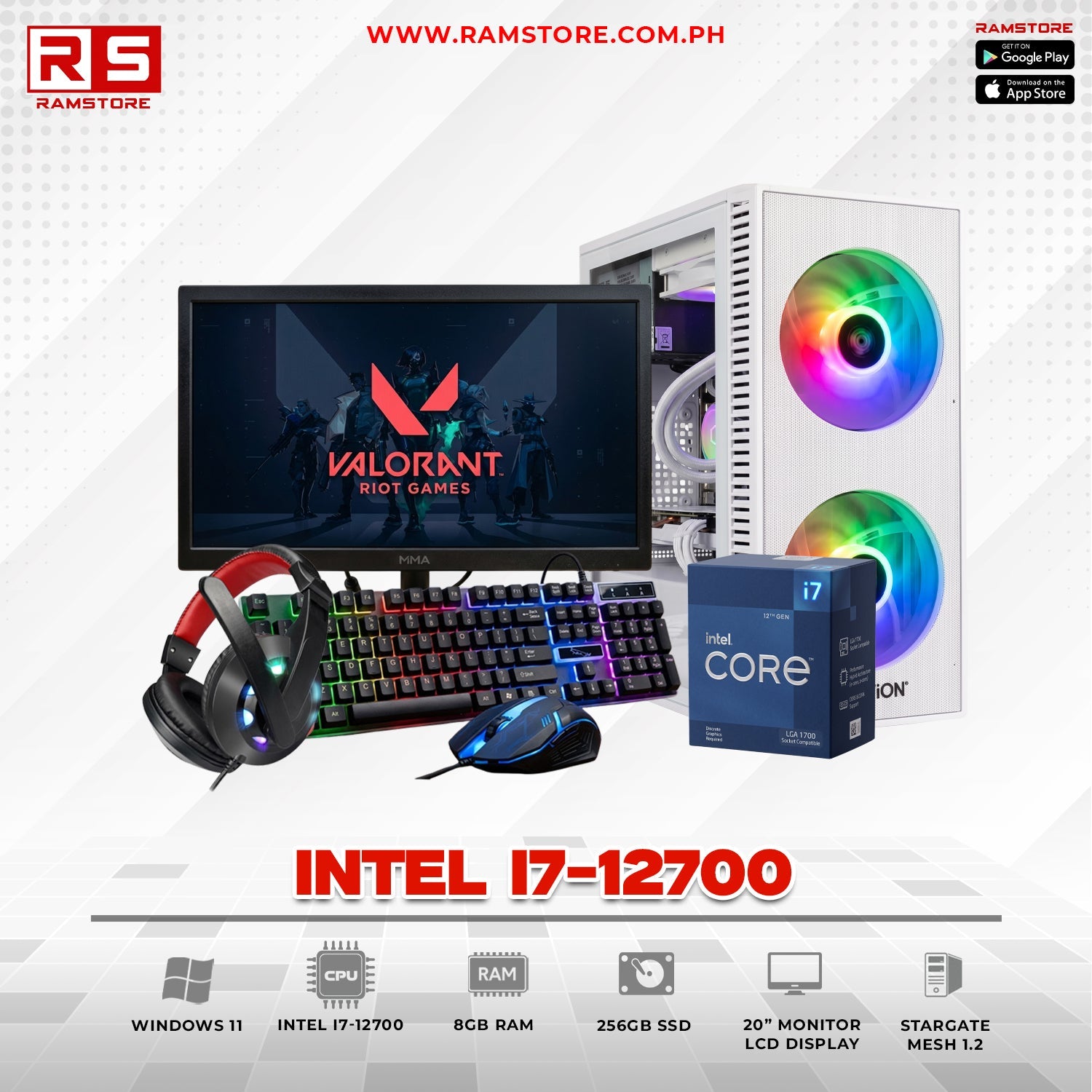 PCZ Desktop Computer Brandnew Intel I7-12700 & MATX White