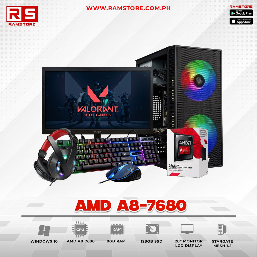 PCZ Desktop Computer Brandnew AMD A8-7680 & MATX Black