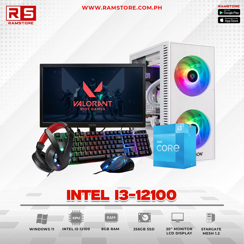 PCZ Desktop Computer Brandnew Intel I3-12100 & MATX White