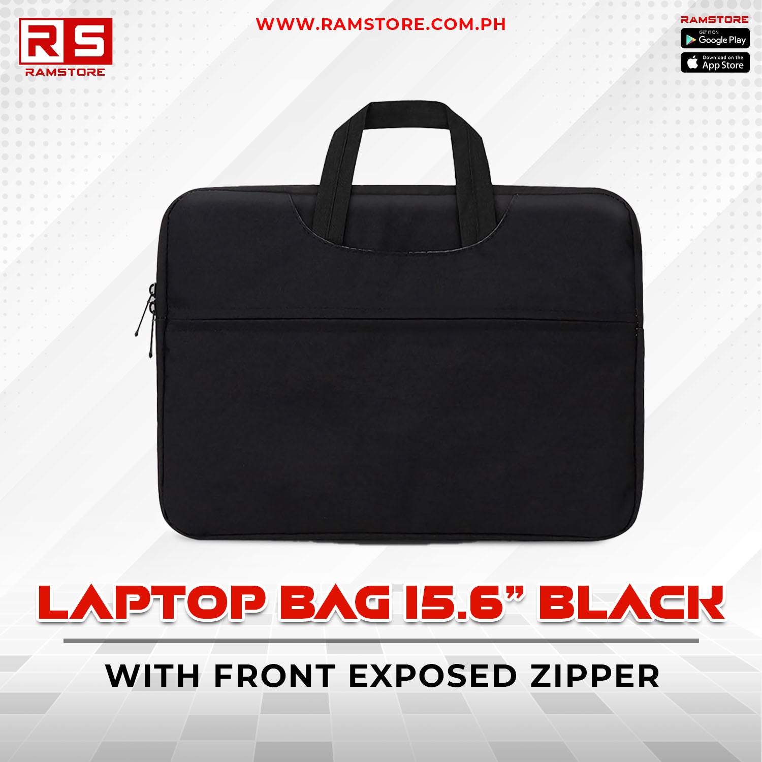 LPR Accessories Laptop Bag 15.6" Black With Front Exposed Zipper