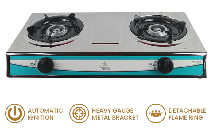 STA Gas Stove American Heritage Double Burner Stainless Steel