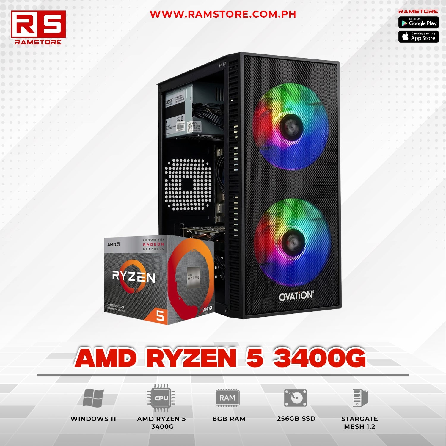 PCZ System Unit AMD Ryzen 5 3400G & MATX Black