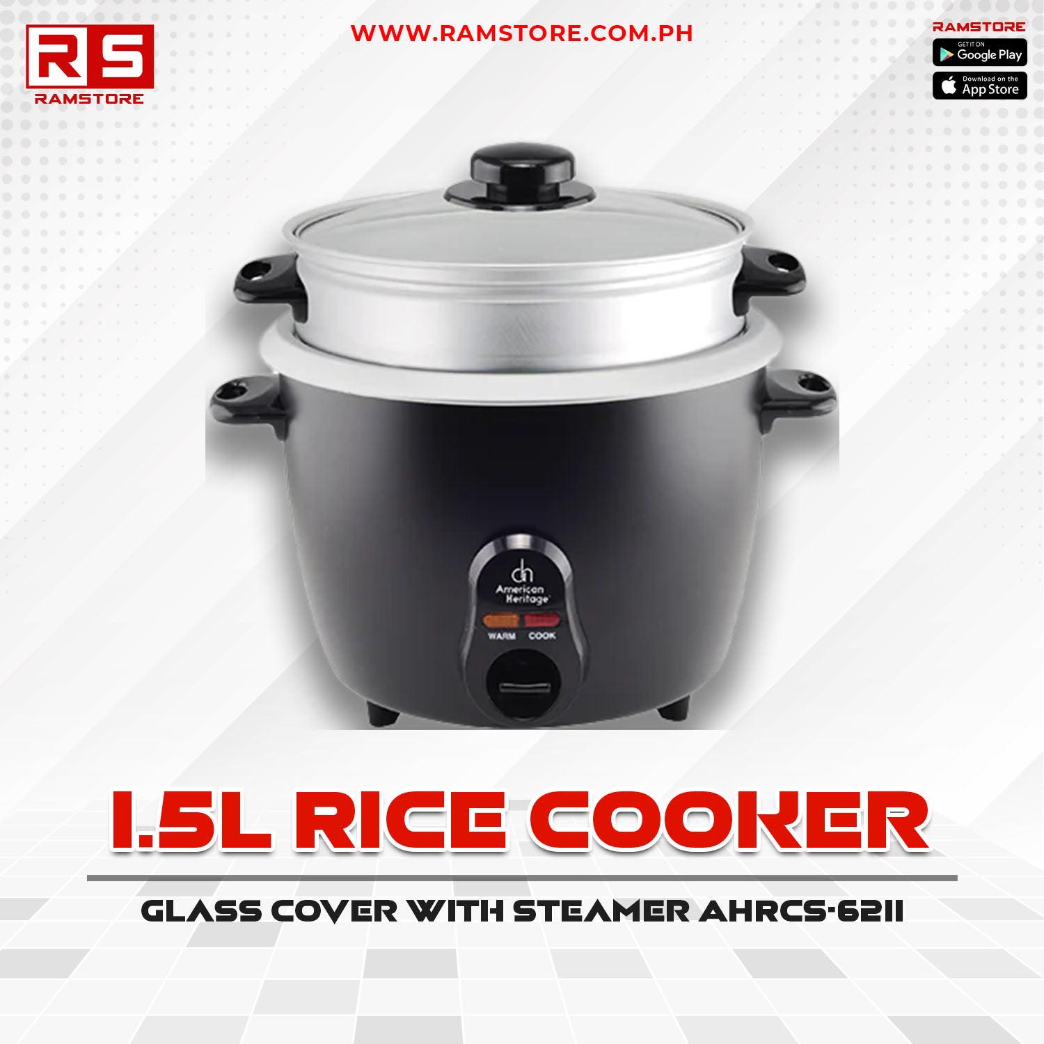 STA Rice Cooker American Heritage 1.5L W/Steamer
