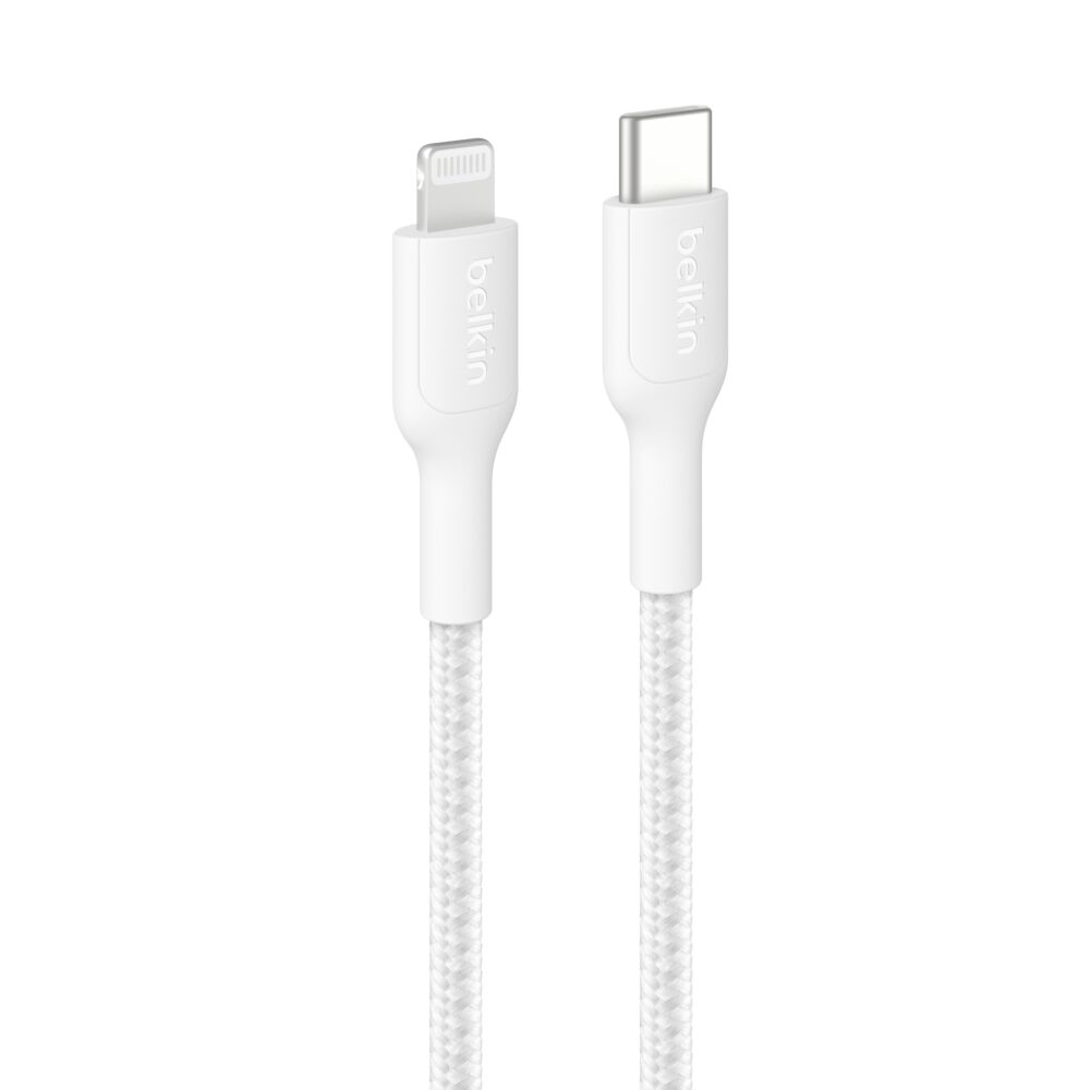 BELKIN BOOST CHARGE LIGHTNING TO USB-C CABLE_BRAIDED, 2M, WHITE CAA004BT2MWH