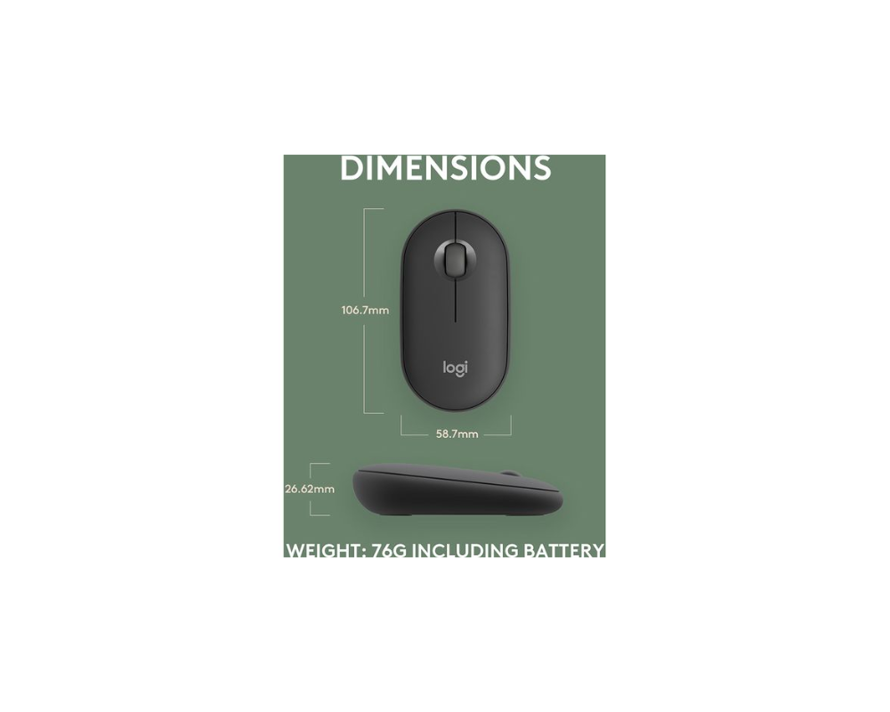 Logitech M350S Pebble 2 Bluetooth Mouse - Tonal Graphite - DONGLELESS