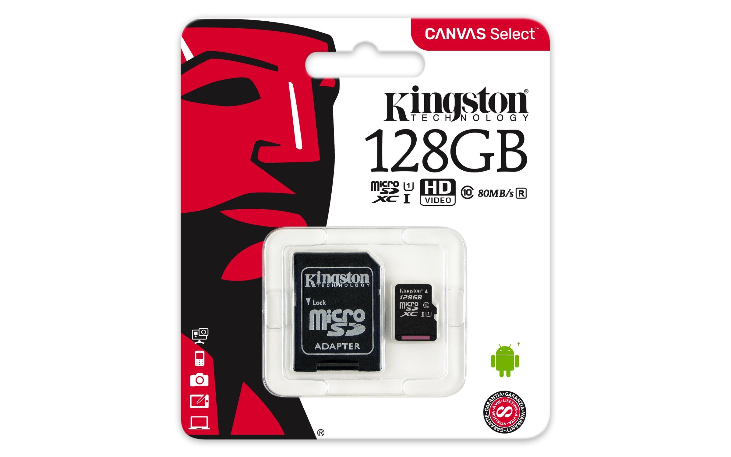 Kingston MicroSDHC Class 10 U1 Read 100Mb/s 128GB