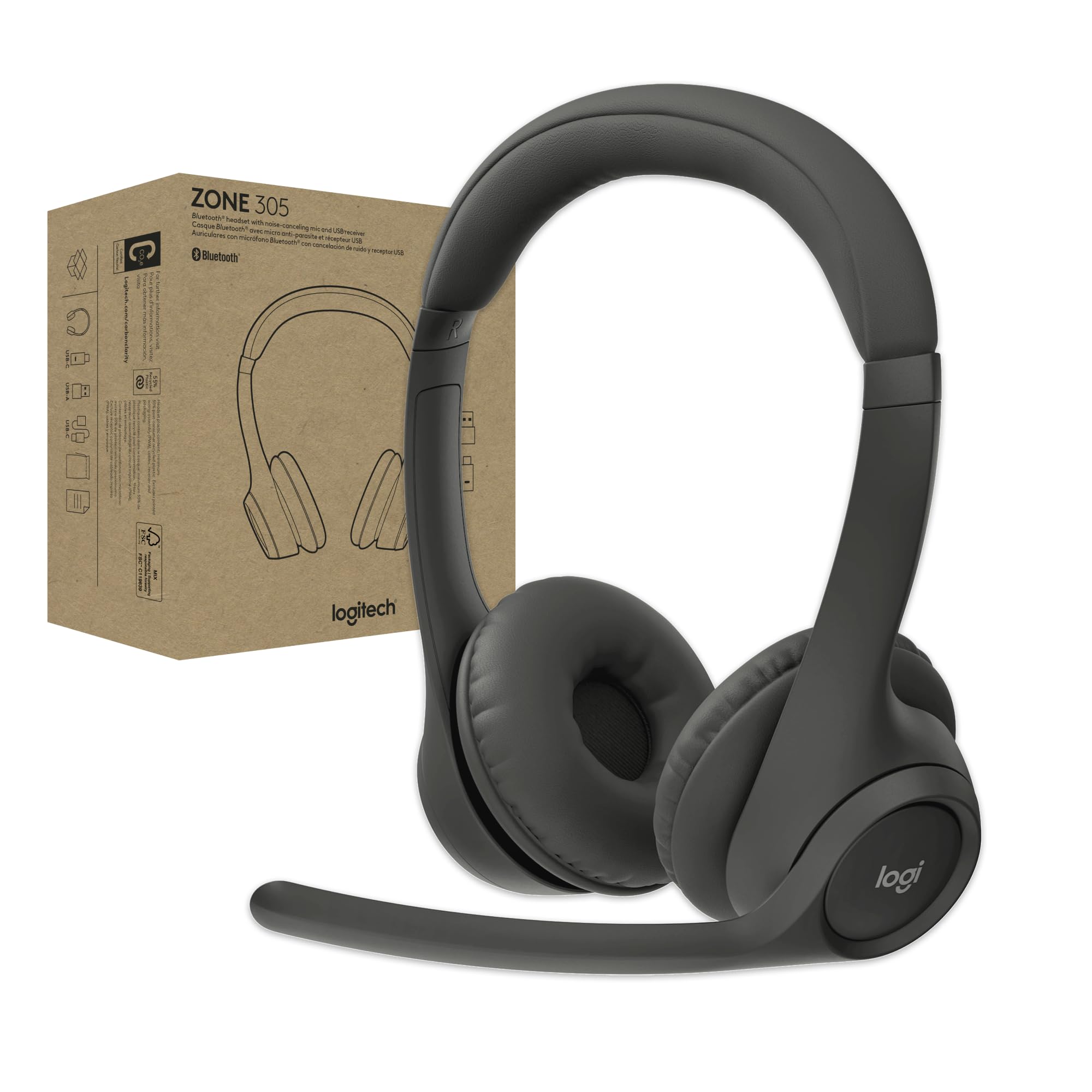 Logitech Zone 305 - MIDNIGHT BLACK - 2.4GHZ/BT, UC