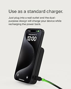 BELKIN BOOSTCHARGE QI2 MAGNETIC 15W WIRELESS POWER BANK 10K + STAND, FOR IPHONE 15/14/13/12 BPD008BTWH