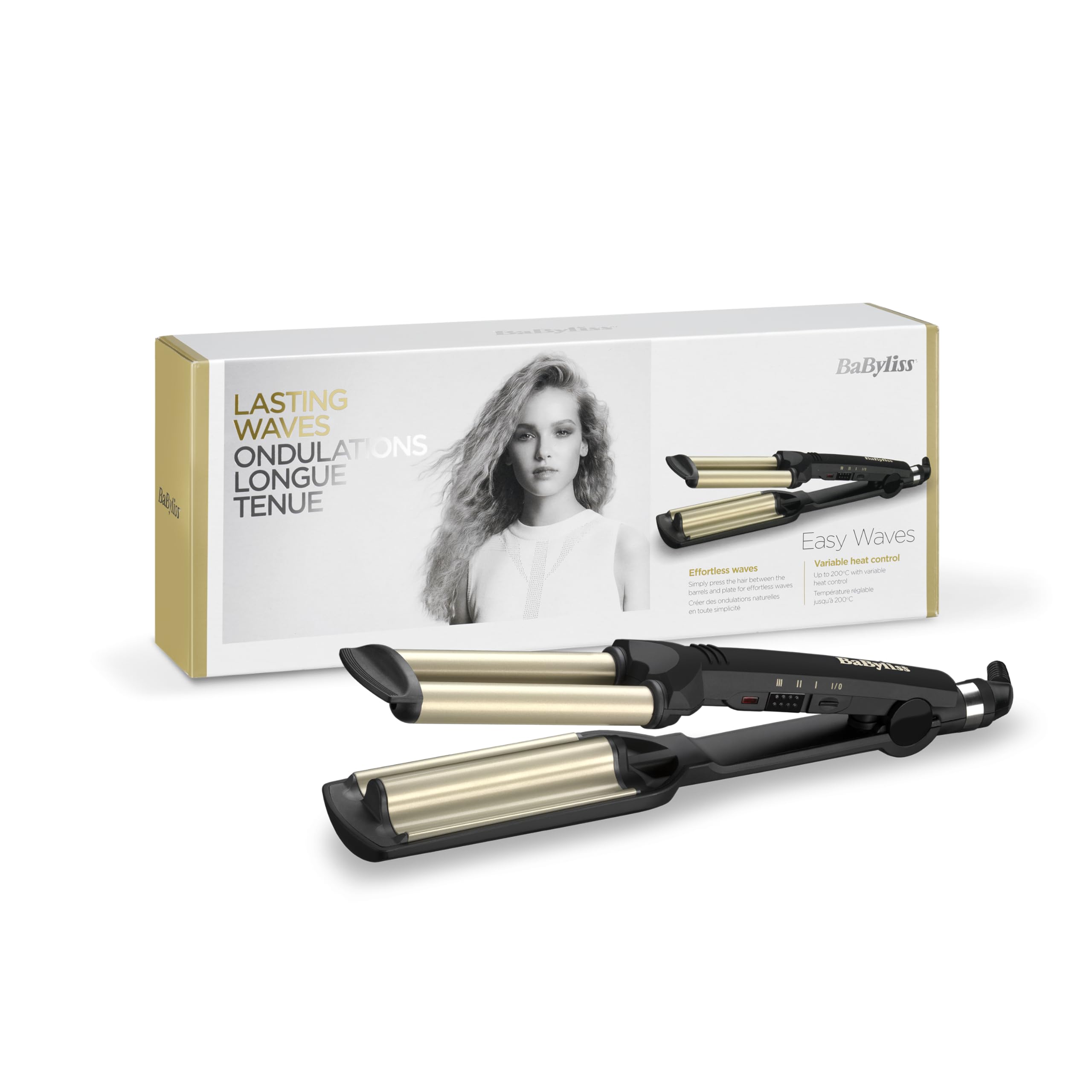 BABYLISS THE CRIMPER CREPE IRON WITH 10 TEMPERATURE LEVELS UP TO 210 °C AND AUTOMATIC SHUT-OFF BLACK