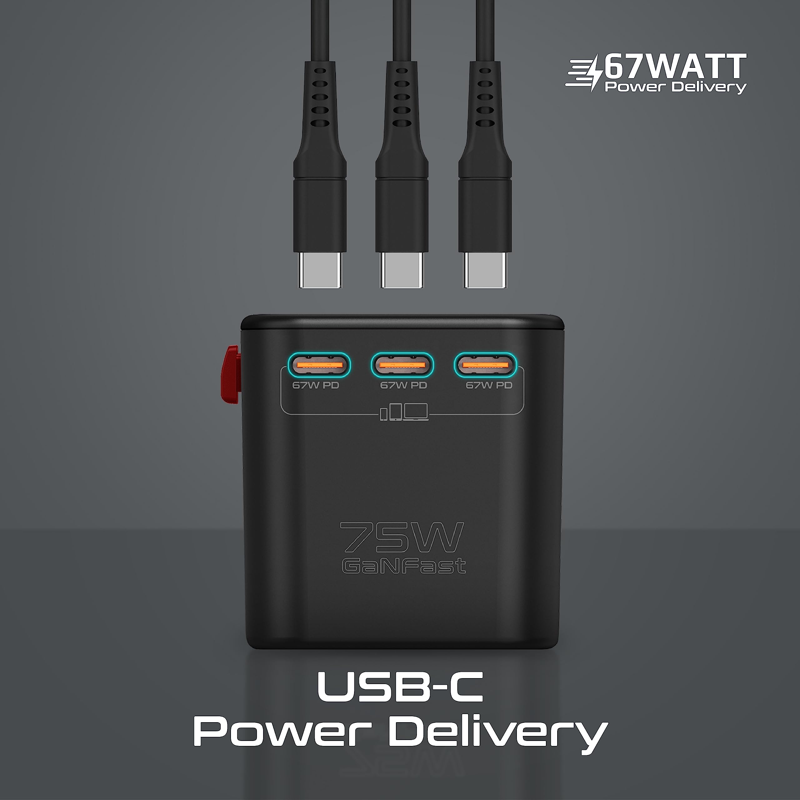 Promate Car/Home Charger TRIPMATE-GAN75 PRO-CH-TRIPMATE-GAN75