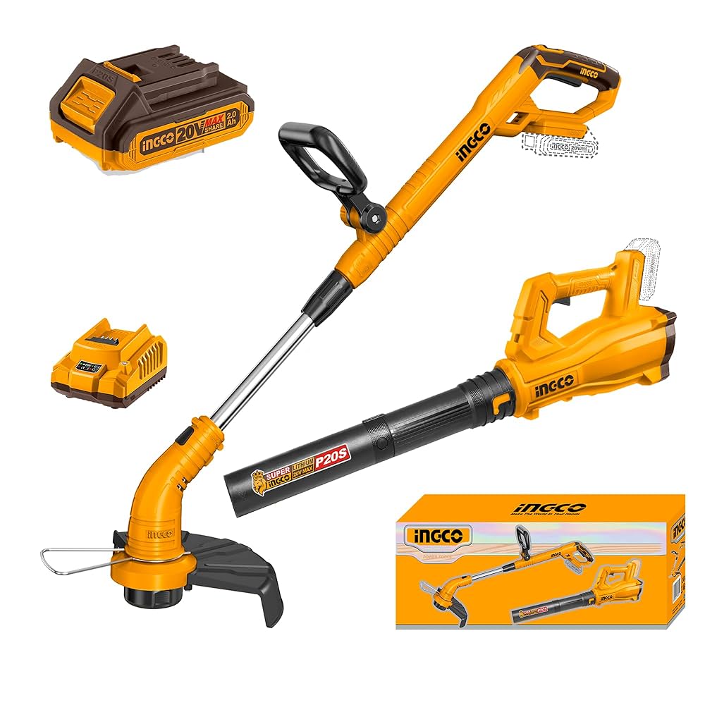 INGCO COMBO KIT 2 PCS 1PCS GRASS TRIMMER+1PCS HEDGE TRIMMER   20V