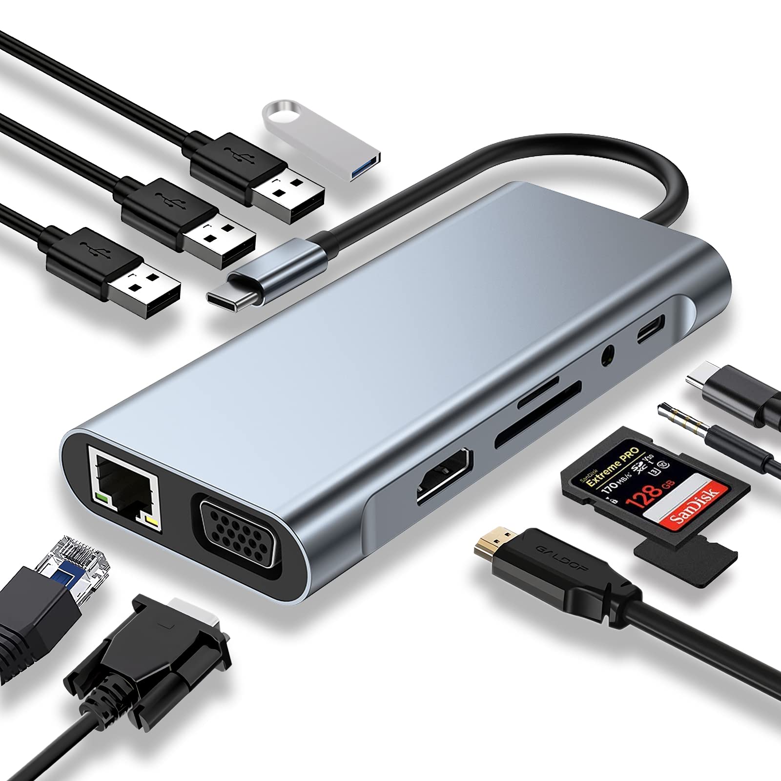Hikvision USB 3.1 Type-c Hub with RJ45/VGA DS11 DS11