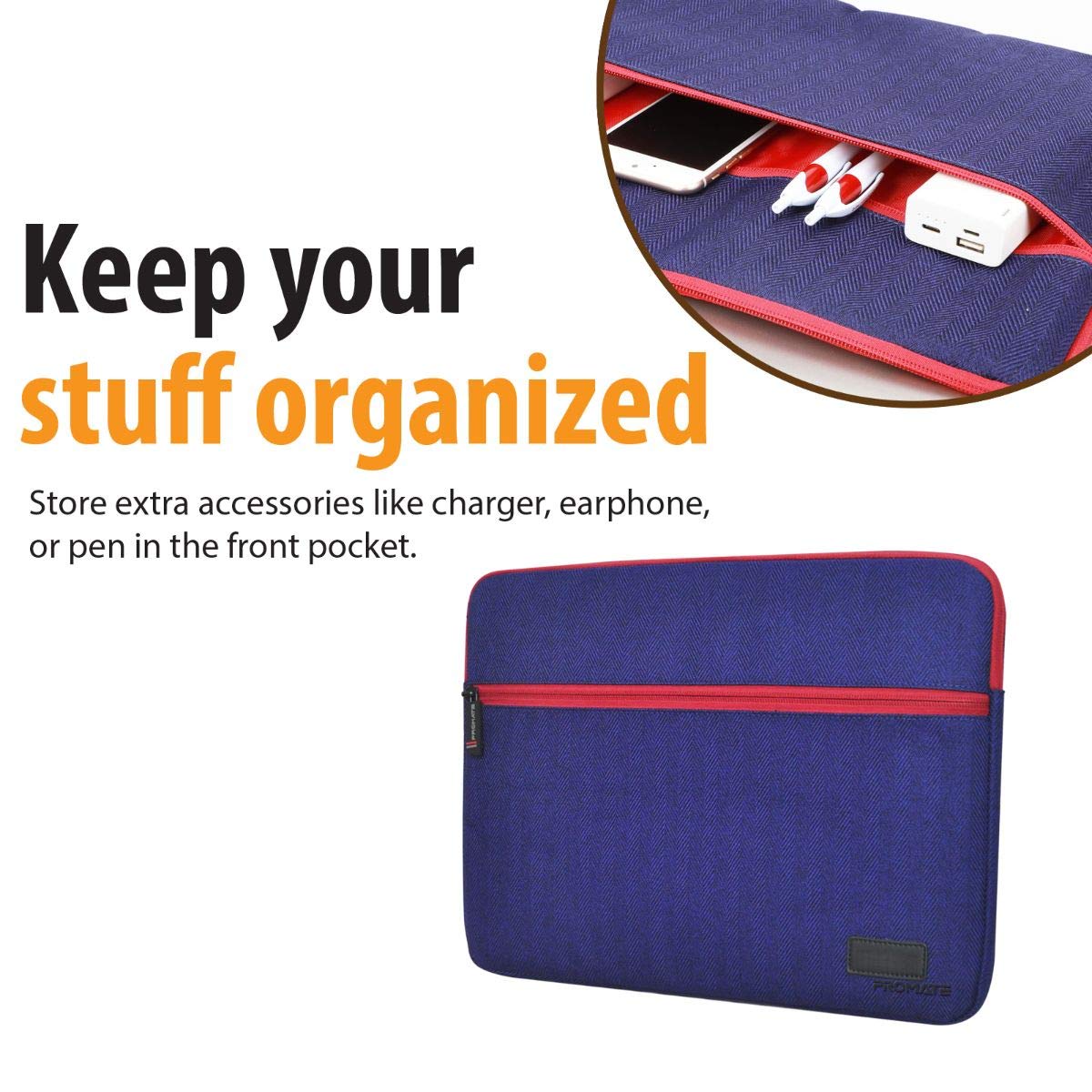 Promate Lightweight Sleeve with Water Repellent Protective Fabric PORTFOLIO-S.BLUE PRO-BG-PORTFOLIO-S.BLUE