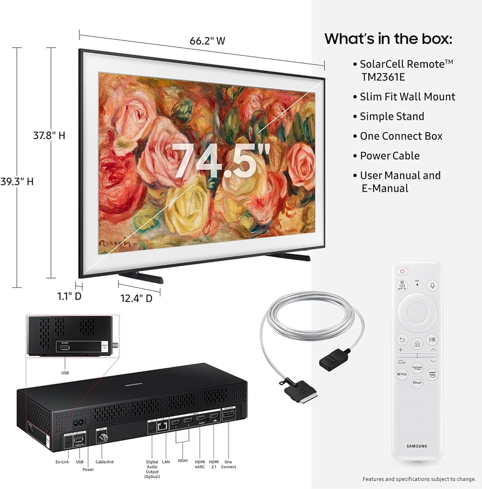 SAMSUNG TELEVISION 75" QLED 4K THE FRAME TQ75LS03DAUXXC