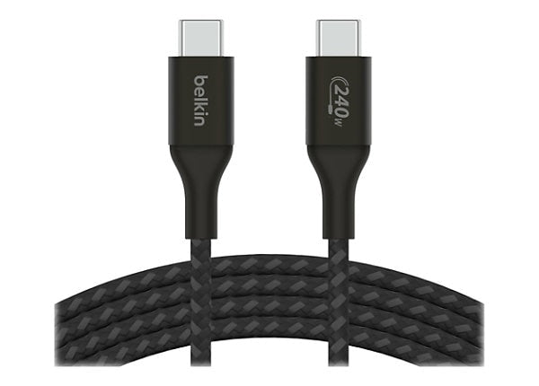 BELKIN BOOSTCHARGE USB-C TO USB-C BRAIDED CABLE 240W PD, 48V/5A, 2M, BLACK CAB015BT2MBK