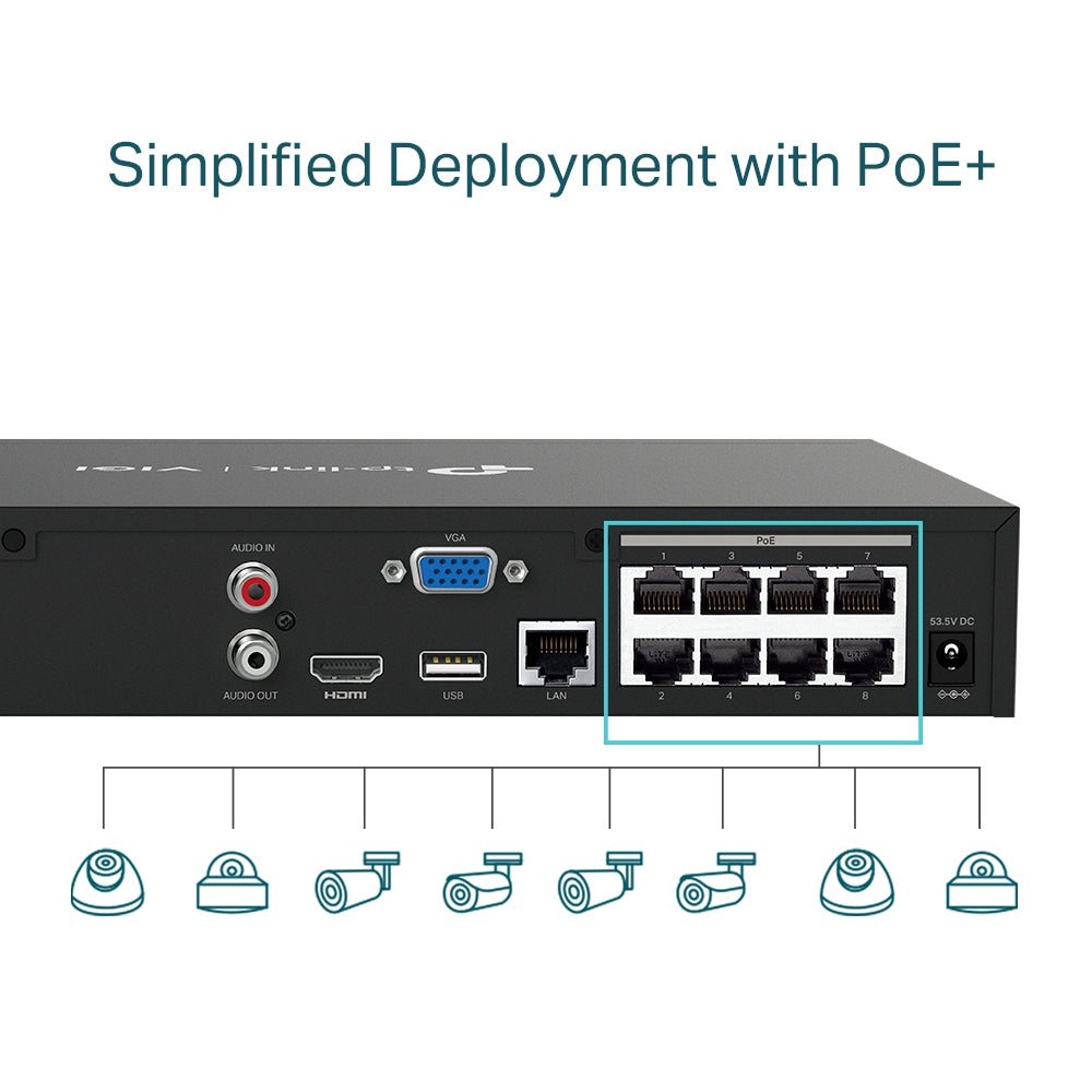 TP-Link 8 Channel PoE Network Video Recorder VIGI NVR1008H-8P(UN)