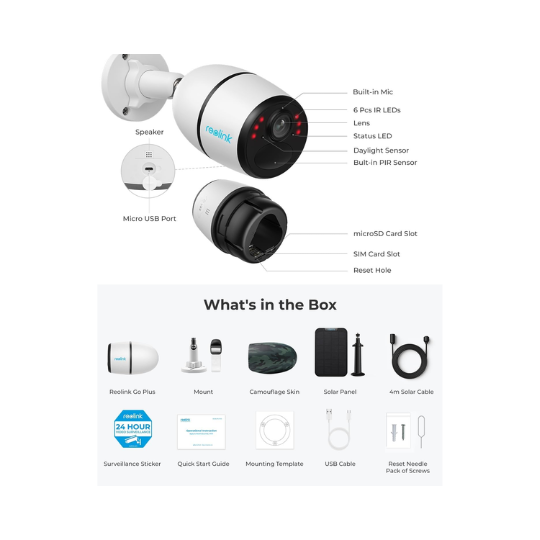 Reolink Go Plus 4MP 2K Smart 4G Battery Security Camera