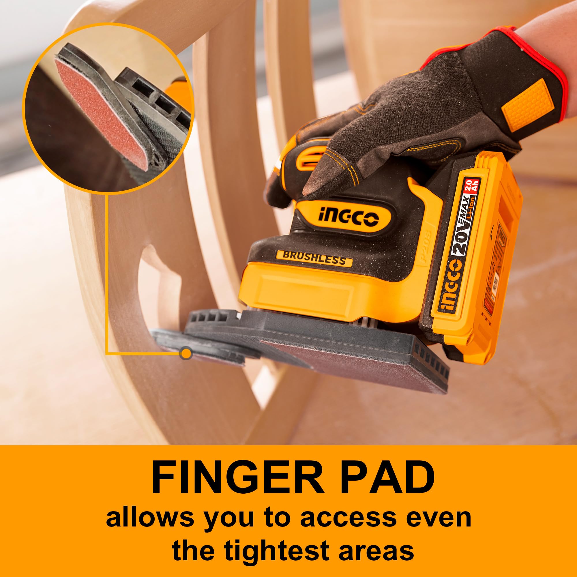 INGCO CORDLESS PALM SANDER CPSLI2024