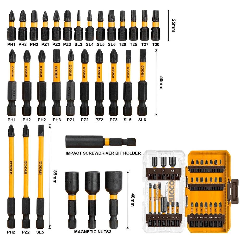 INGCO 31 PCS IMPACT SCREWDRIVER BITS SET AKDL11306