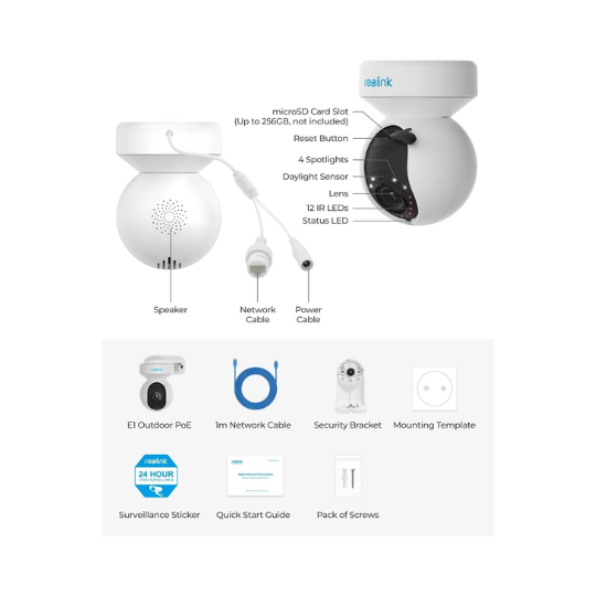 Reolink E1 Outdoor PoE 8MP 4K PTZ PoE Camera with Auto Tracking and Smart Detection