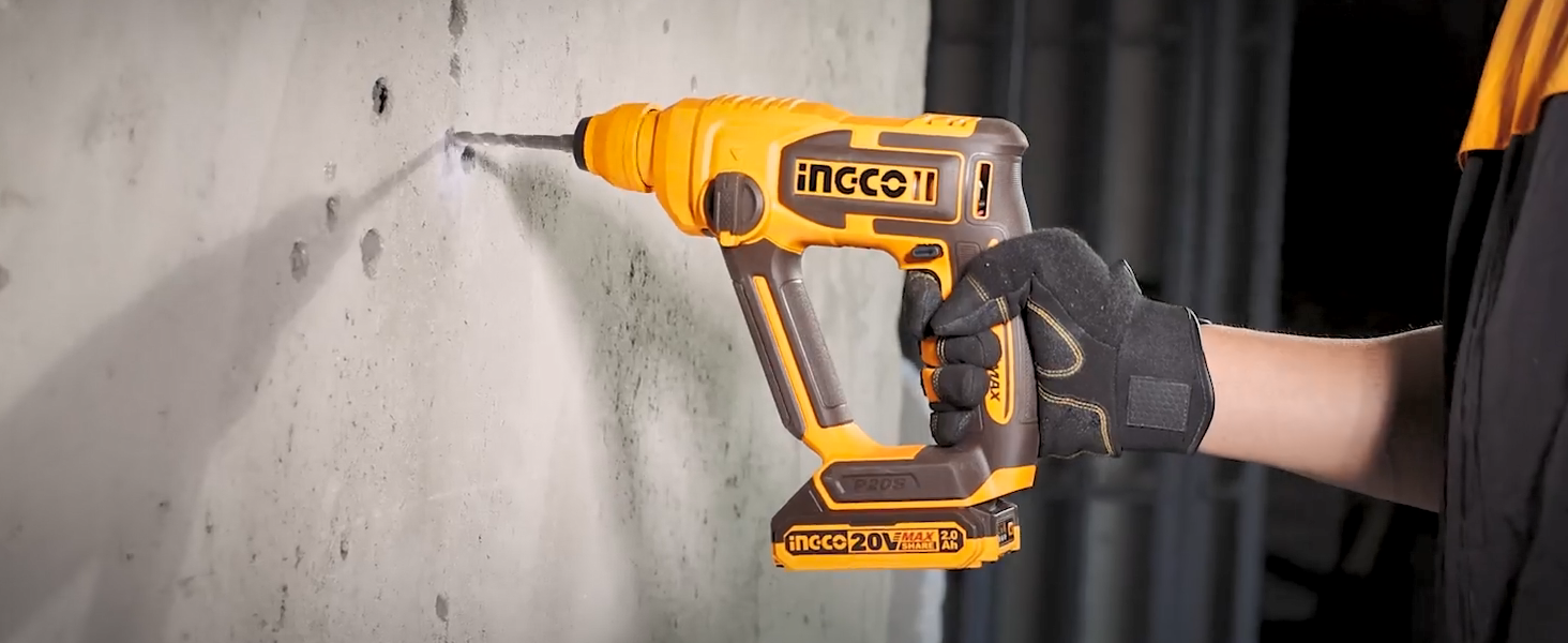 INGCO ROTARY HAMMER CORDLESS 1 BAT 2.0 AMP + CHARGER