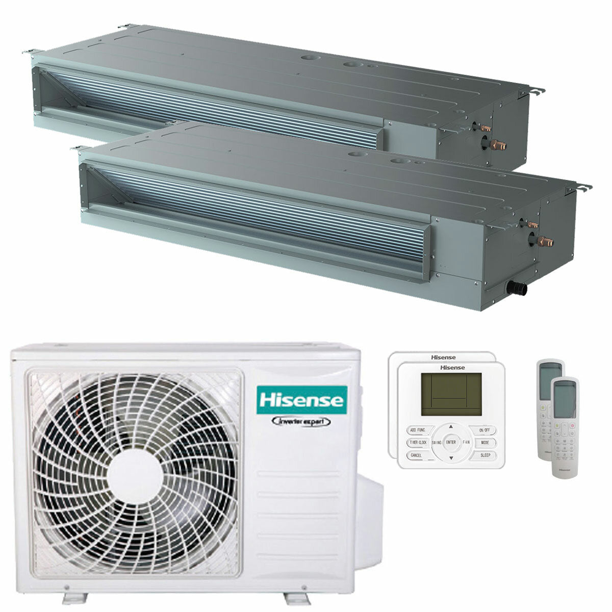 HISENSE LIGHT COMMERCIAL AC MULTI SPLIT CASSETTE INDOOR INVERTER TYPE 18000 BTU (OUTDOOR UNIT:AMW  + PANEL: PE-QEA/LD ) ACT-18UR4RCC8