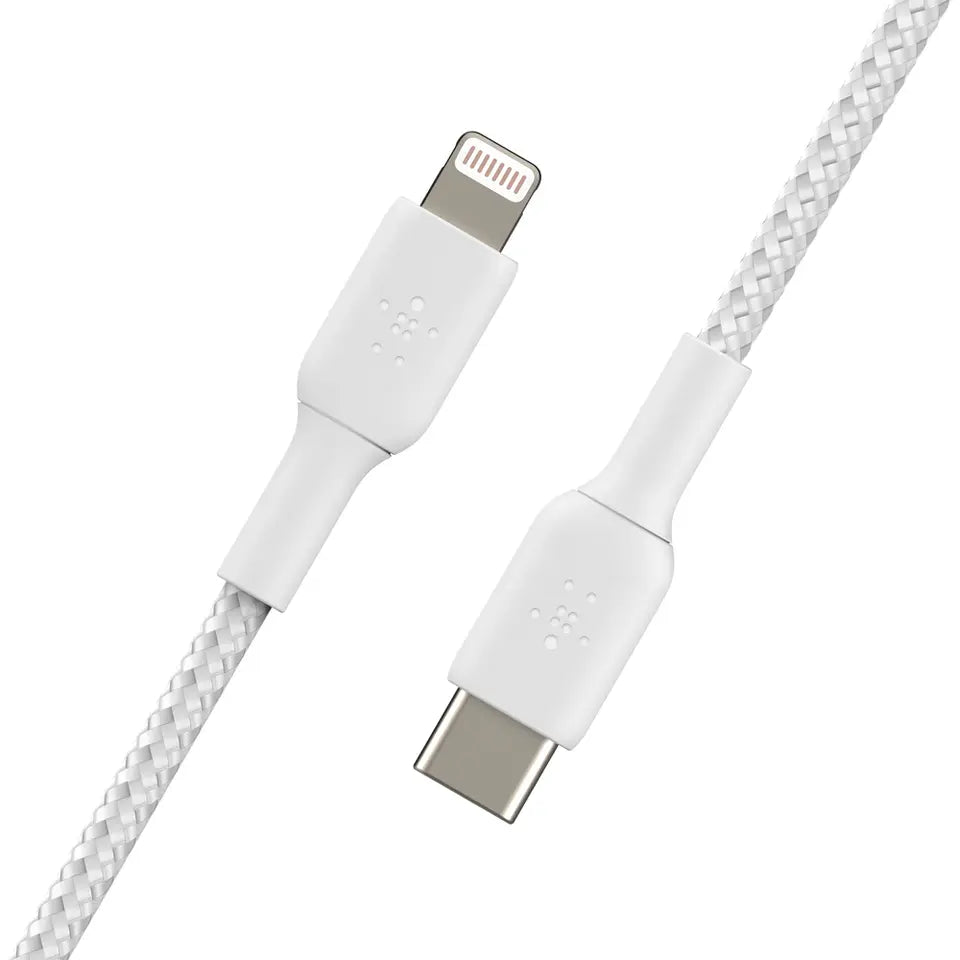 BELKIN BOOST CHARGE LIGHTNING TO USB-C CABLE_BRAIDED, 2M, WHITE CAA004BT2MWH