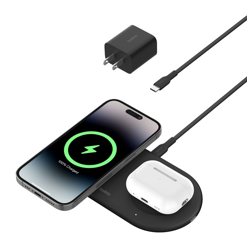 BELKIN 2-IN-1 MAGNETIC WIRELESS CHARGING PAD WITH Qi2 15W WIZO21MYWH