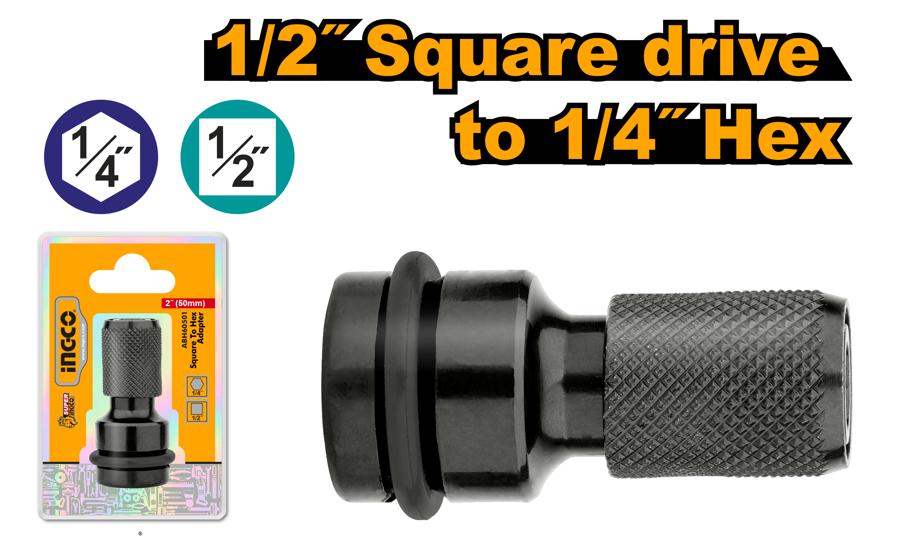INGCO SOCKET ADAPTER SQUARE DRIVE TO HEX